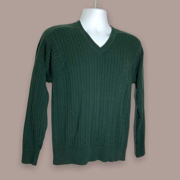 IZOD?Cotton?Cable-Knit Green Sweater Size M - Picture 1 of 6
